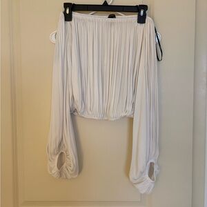 Forever 21 White Pleated Off-Shoulder Top